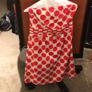 Pink polka dot limited dress strapless fully lined